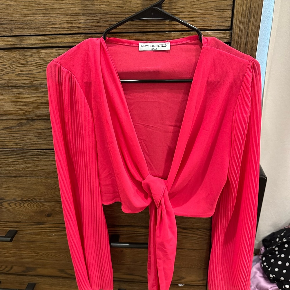 Women's Pink Tie-Front Top
